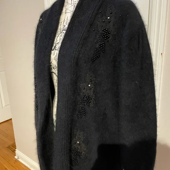 Vintage Eddie Dassin Angora Lambs Wool Rabbit Hair Bead Embellished Oversized